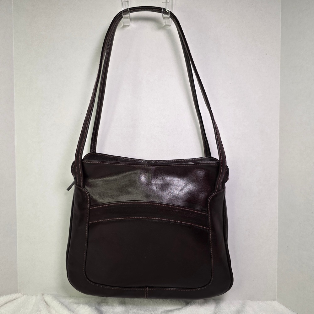 Macy's Vintage Dark Brown Genuine Leather Shoulder Bag Made in Uruguay Zip Top - Picture 14 of 14